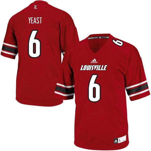 Men Louisville Cardinals #6 Russ Yeast College Football Jerseys Sale-Red